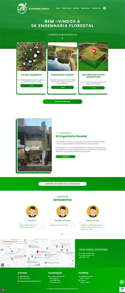 Site Institucional SK Engenharia Florestal — projeto Kode Studio